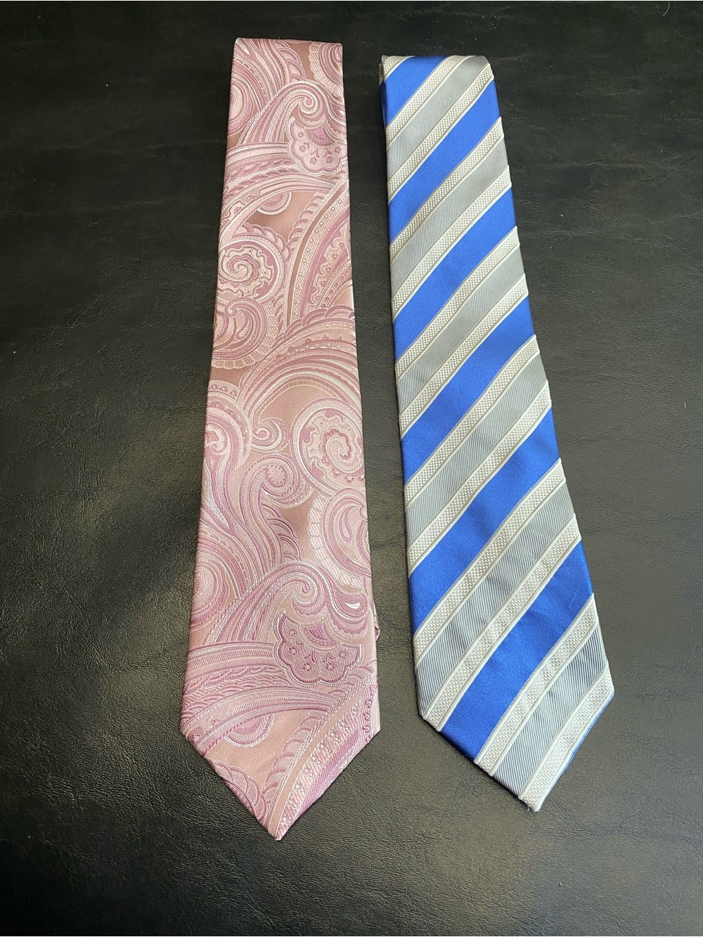 Donald J Trump Signature Collection. Pink Paisley and Blue & Silver Striped.